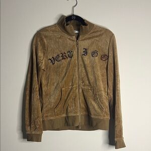Vintage Vertigo Paris Brown Zip-Up Jacket with Vertigo Gem lettering
